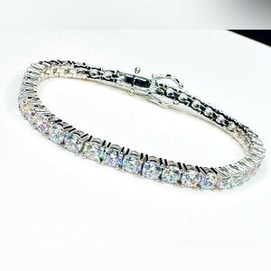 Sterling Silver and 14K Gold Tennis Bracelet Gorgeous 7”
